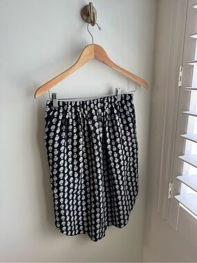 Madewell Black Midi Skirt with White Floral Print